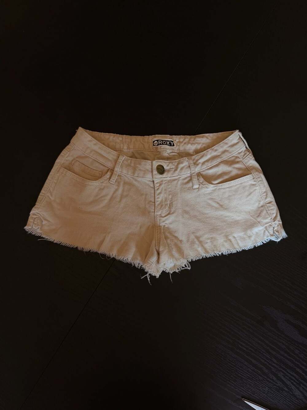 Roxy Women's Tan Corduroy Frayed Hem Shorts